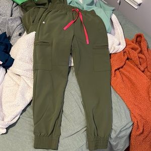 Olive Green Figs Jogger Scrub Pants